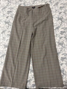 LOFT Checked Wide-Leg Trousers in Brown and Black